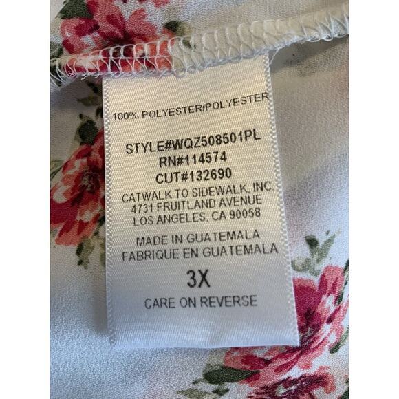 Pleione Blouse Womens Plus Size 3X Short Sleeve Floral Print Faux Wrap Neckline - Picture 11 of 12